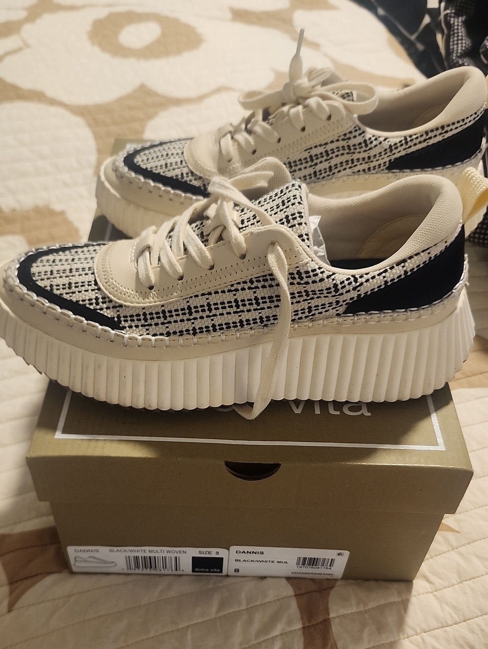 Dolce Vita Black and Cream Platform Sneakers